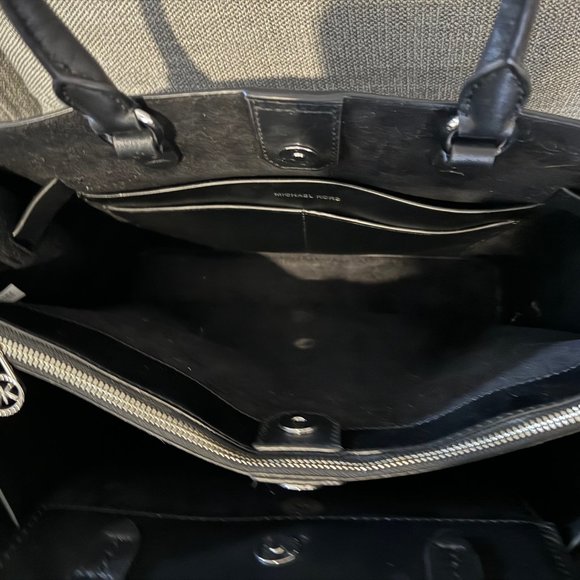 Michael Kors Monogram Canvas Tote - Black Leather Trim - Picture 6 of 10